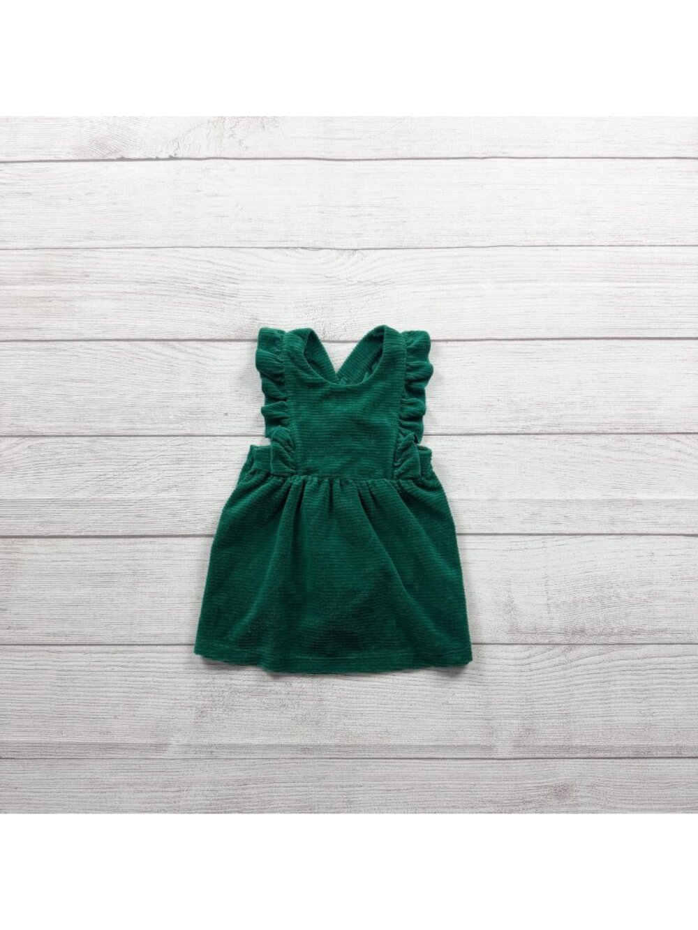Green Baby Girl Corduroy Ruffled Sleeveless Dress 0-3 Months